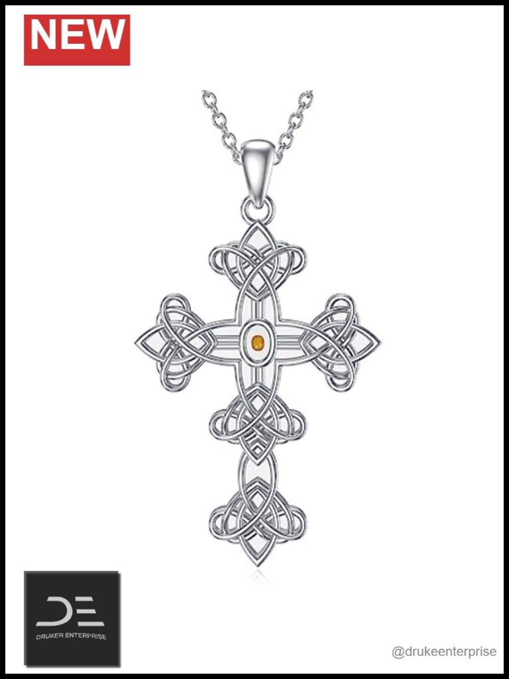 Sterling Silver Mustard Seed Cross Pendant Necklace Religious Jewelry Gift